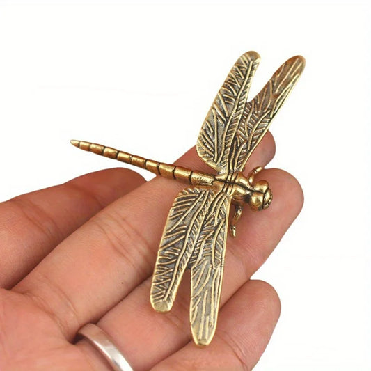 Vintage Brass Dragonfly Figurine | Antique Copper Desk Decor Decorative Figurine Peaceful Pleasures Health and Wellness Brass Dragonfly