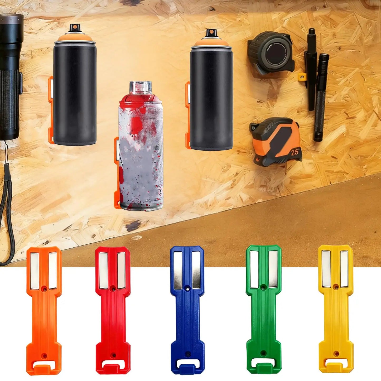 Magnetic Aerosol Can Holder Portable Wall Mount Storage Rack Garage Toolbox Universal Organizer Strong Magnet Space Saving Peaceful Pleasures Health and Wellness