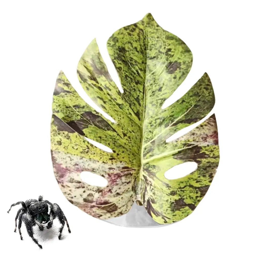 Jumping Spider Leaf Terrarium Decor with Suction Cup Mount