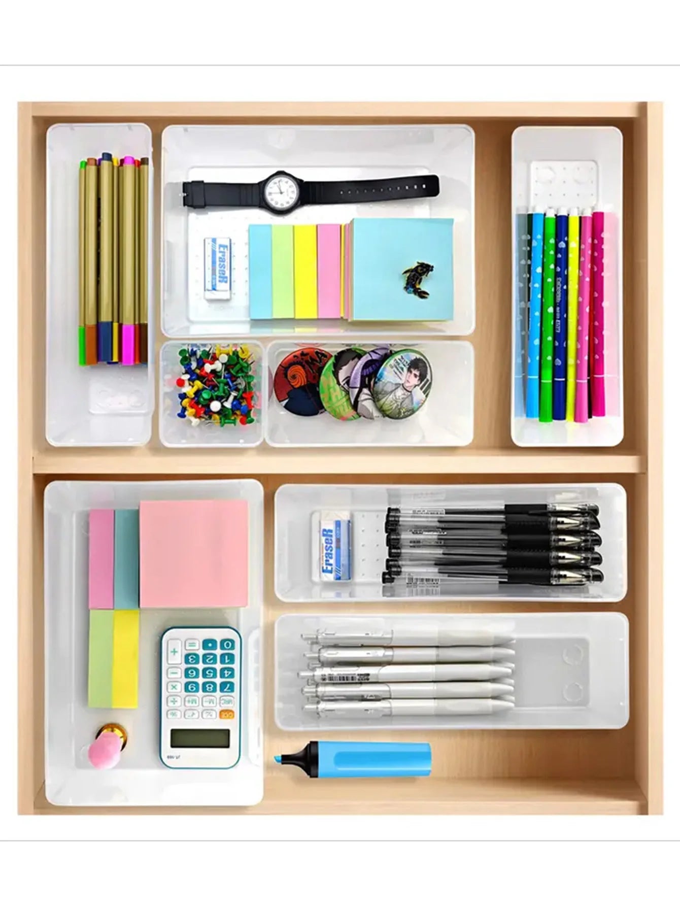44pcs Transparent Drawer Storage Box & Divider Set Home Organization Peaceful Pleasures Health and Wellness