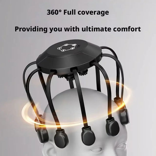 Electric Octopus Head Massager 10/14 Claws Smart Scalp Massage Device Relax Stress Relief Deep Tissue Home Head Spa Massager Peaceful Pleasures Health and Wellness