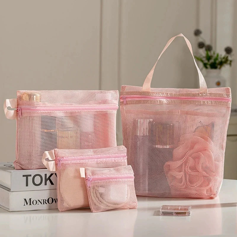 Portable Mesh Wash Bag | Travel Shower Toiletry Organizer