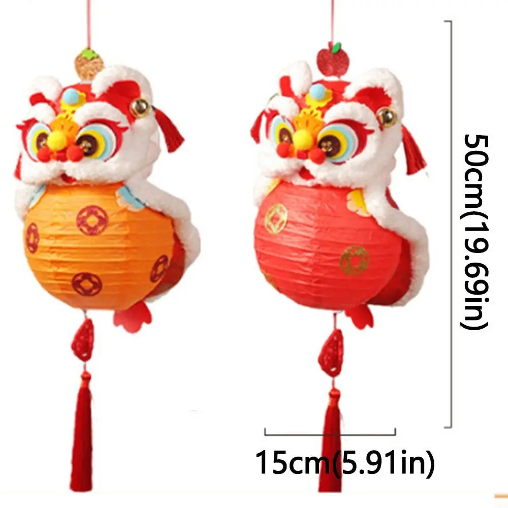 Year of The Horse Lion Dance Lantern DIY Kit Spring Lantern Festival Kids Handheld Glowing Handmade Flower Lamp Craft Supplies Peaceful Pleasures Health and Wellness