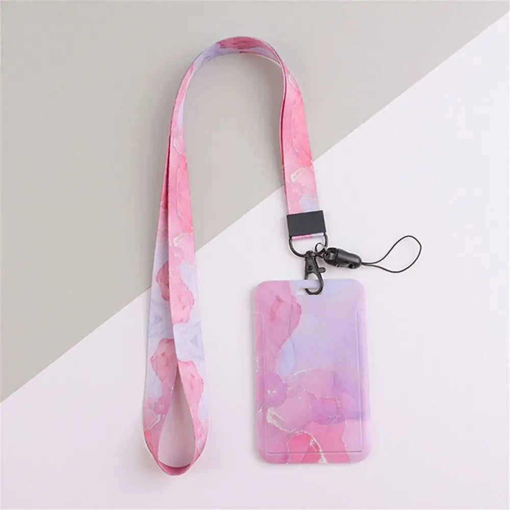 Office Supply Credit Card Keyrings Men And Women Pass Card ID Card Holder Credential Holder Lanyard Card Holder Card Straps Peaceful Pleasures Health and Wellness Rose red-Long