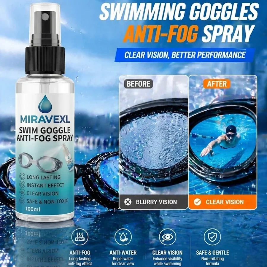 MIRAVEXL Anti-Fog Spray for Swim Goggles & Diving Masks 100ml