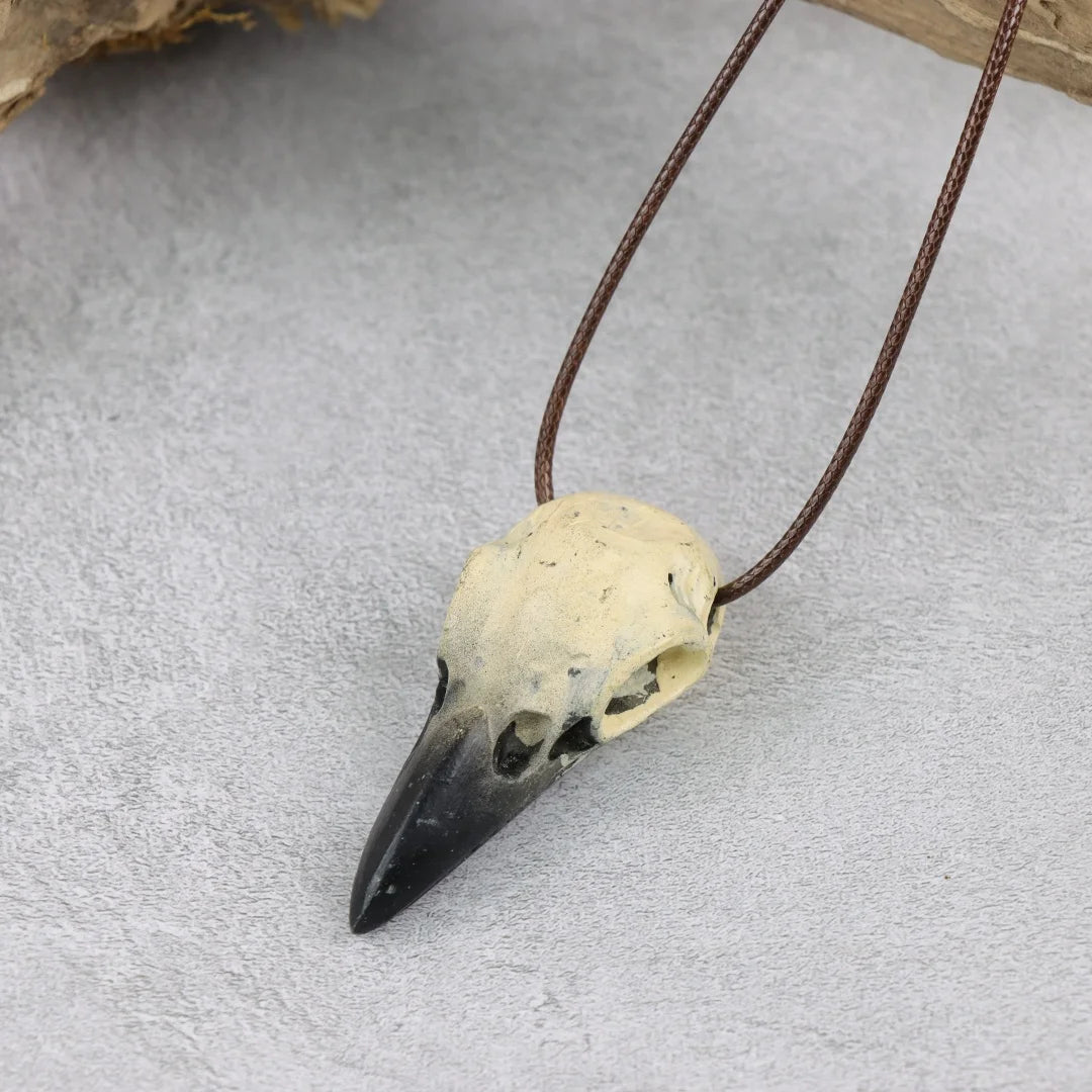 Viking Raven Skull Pendant Necklace Gothic Crow Head Amulet Halloween