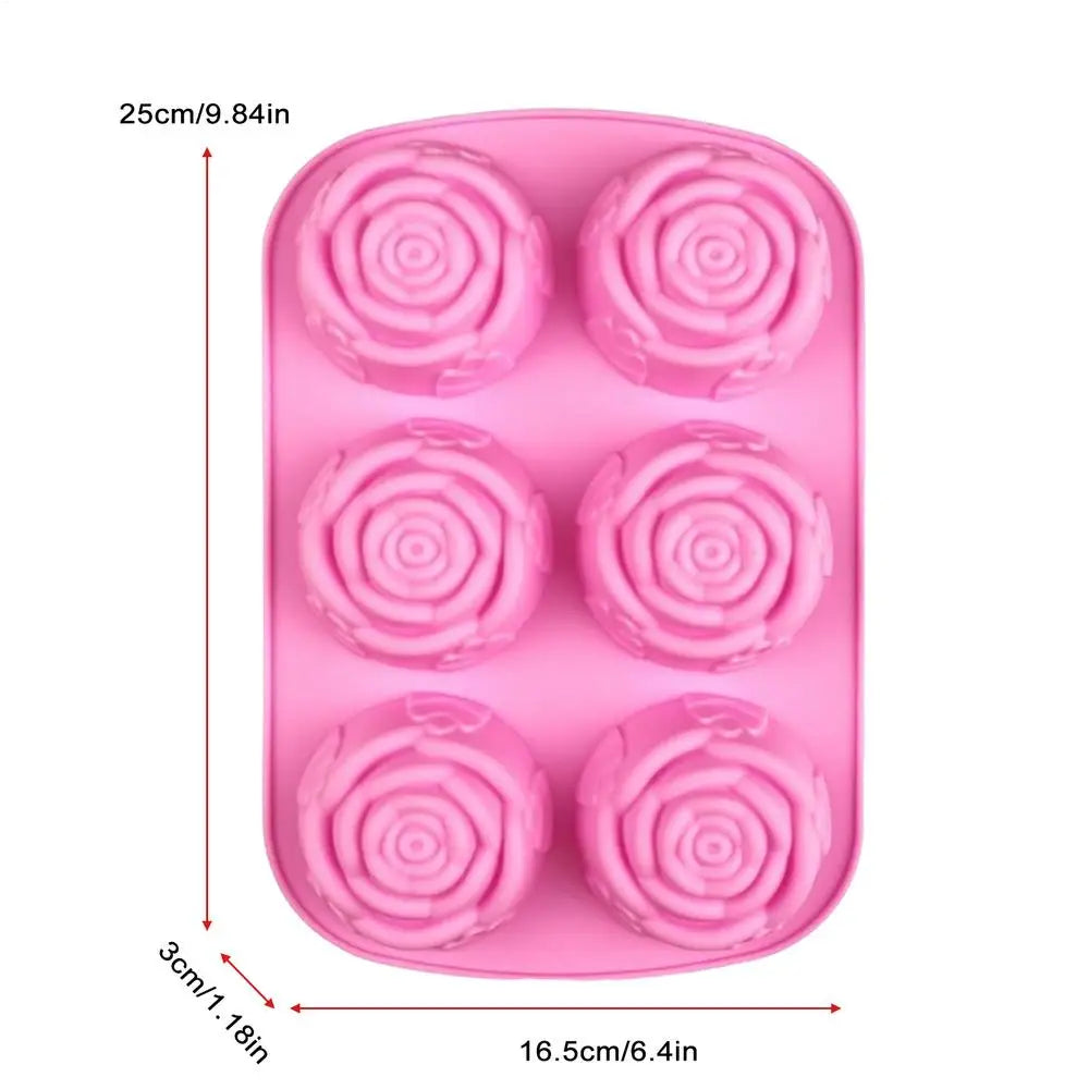 3D Rose Silicone Mold – 6 Cavity Ice, Chocolate & Baking