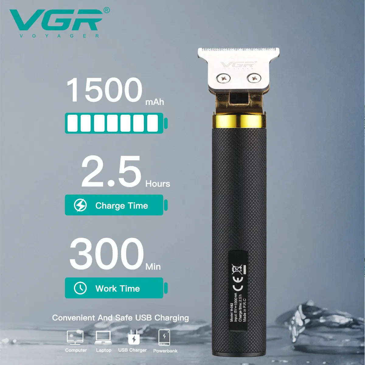 VGR 082 Hair Trimmer T9 Professional Hair Cutting Machine Cordless Rechargeable Bald Trimmer for Men Peaceful Pleasures Health and Wellness