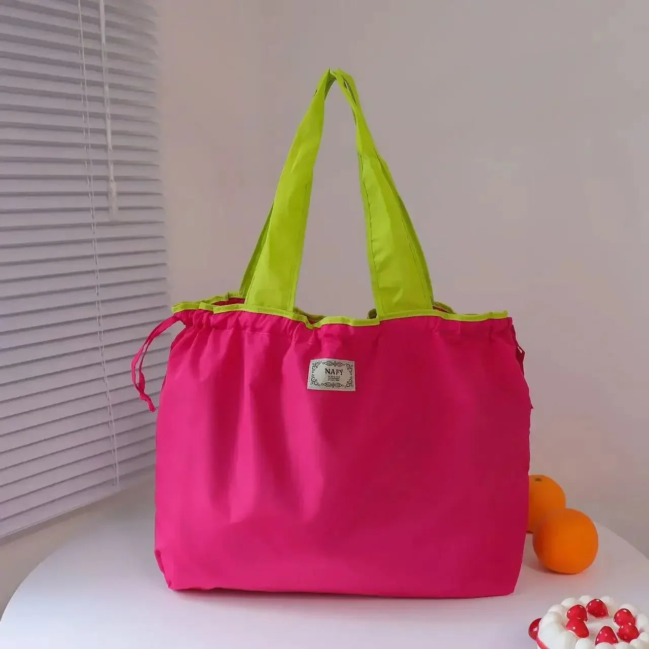Foldable Reusable Grocery Bag | Oxford Shoulder Tote Reusable Tote Bag Peaceful Pleasures Health and Wellness