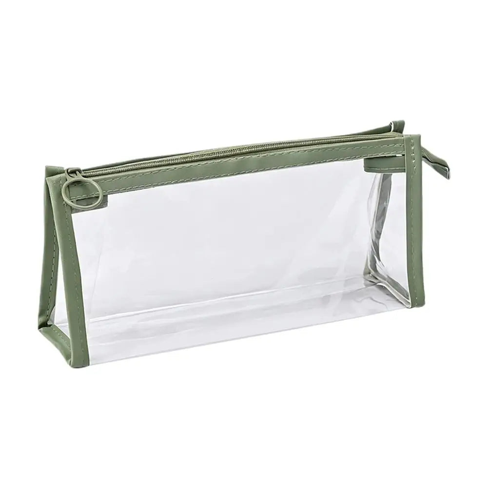 Clear PVC Zipper Pouch Waterproof Cosmetic Makeup Bag Portable Stationery Pencil Case Travel Wash Toiletry Organizer Bag Peaceful Pleasures Health and Wellness Green
