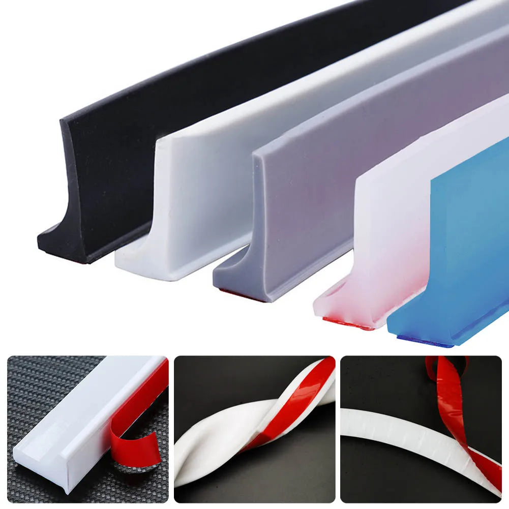 Silicone Shower Barrier Bathroom Water Stopper Retaining Strip