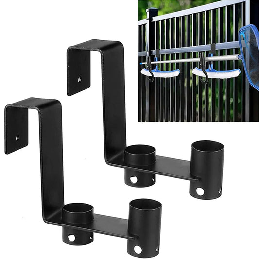 Pool Fence Hooks – Metal Tool Organizer Hangers, 2-Pack Peaceful Pleasures Health and Wellness United States