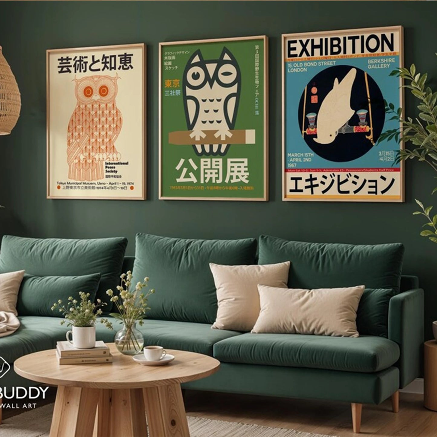 3-Piece Japanese Abstract Birds Canvas Wall Art | Modern Decor