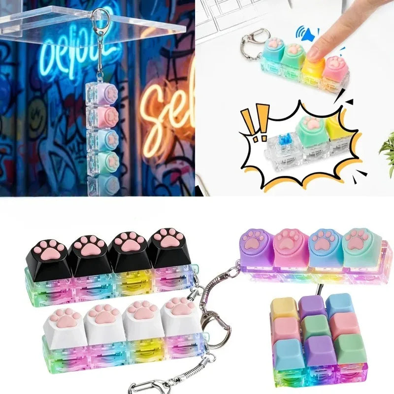 Cat Paw LED Clicker Keychain – Fidget Toy for Stress & Anxiety