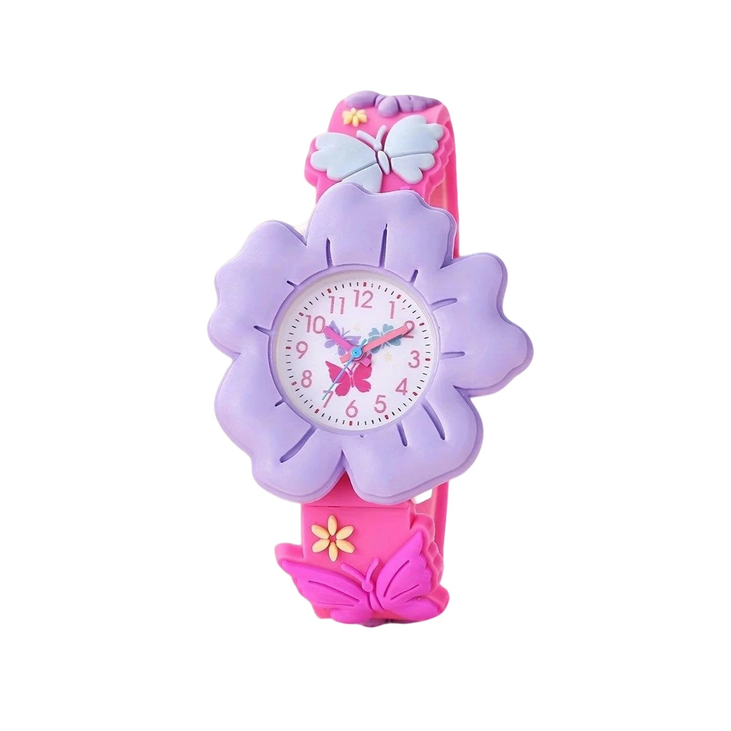 Kids Floral Silicone Wristwatch – Waterproof Cartoon Watch for Girls