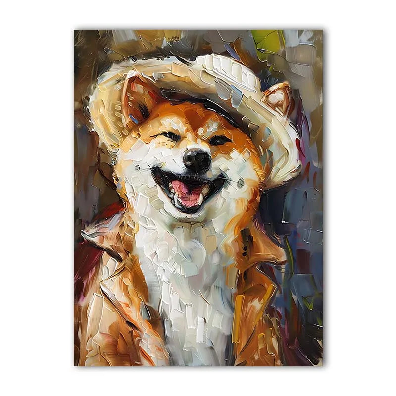 Smiling Shiba Inu Dog Canvas Wall Art | Nordic Vintage Poster Canvas Wall Art Peaceful Pleasures Health and Wellness 01 15x20cm No Frame China Mainland