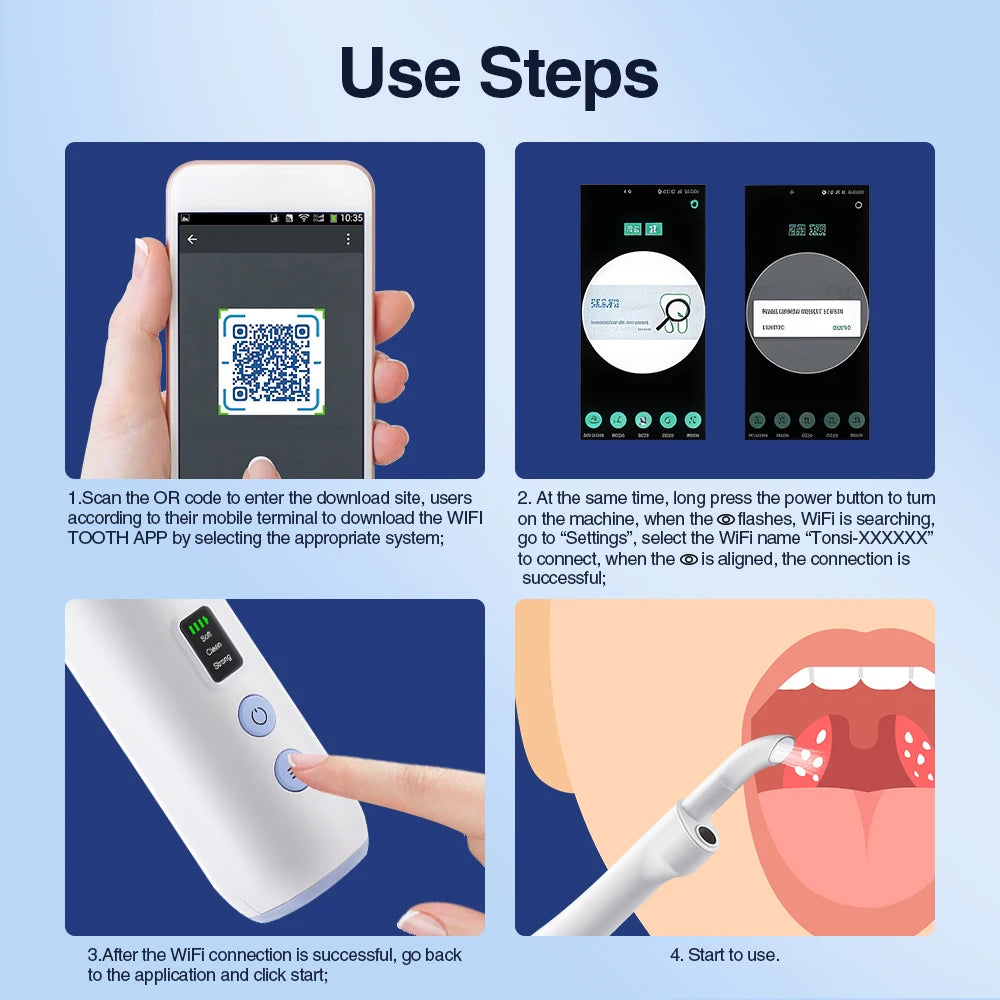 Vacuum Visual Electric Tonsil Stone Remover Oral Irrigator&Tongue Coating Scraper Built-In LED light 8 Suction Anti Bad Breath Peaceful Pleasures Health and Wellness