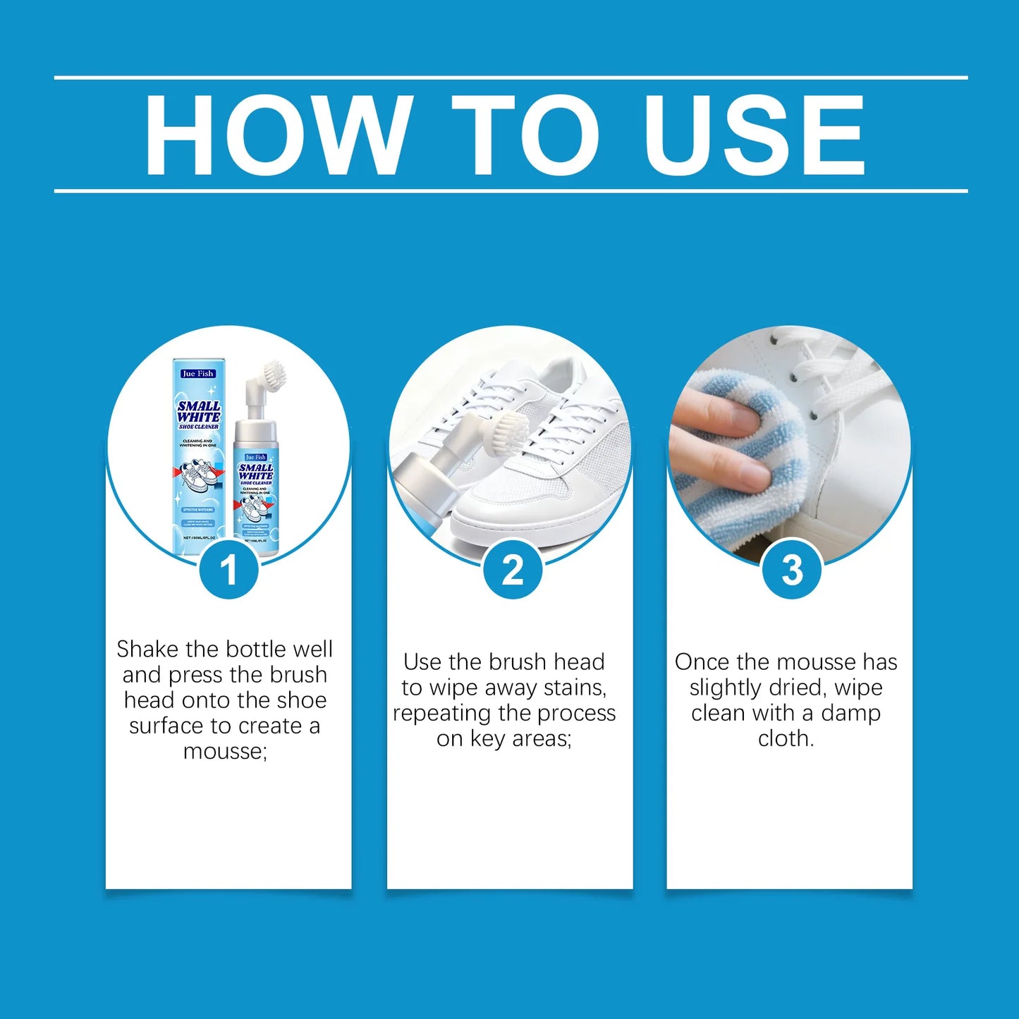 Jue-Fish White Shoe Cleaning Mousse 150ml | Stain Remover