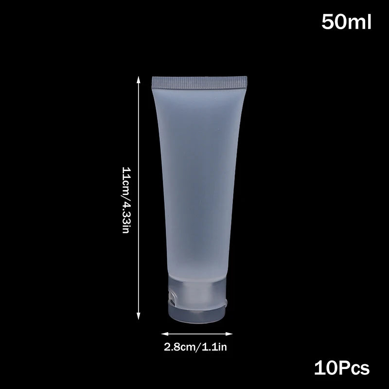 10Pcs Refillable Clear Lotion Containers for Travel Medical Supplies Peaceful Pleasures Health and Wellness 50ml flip cover