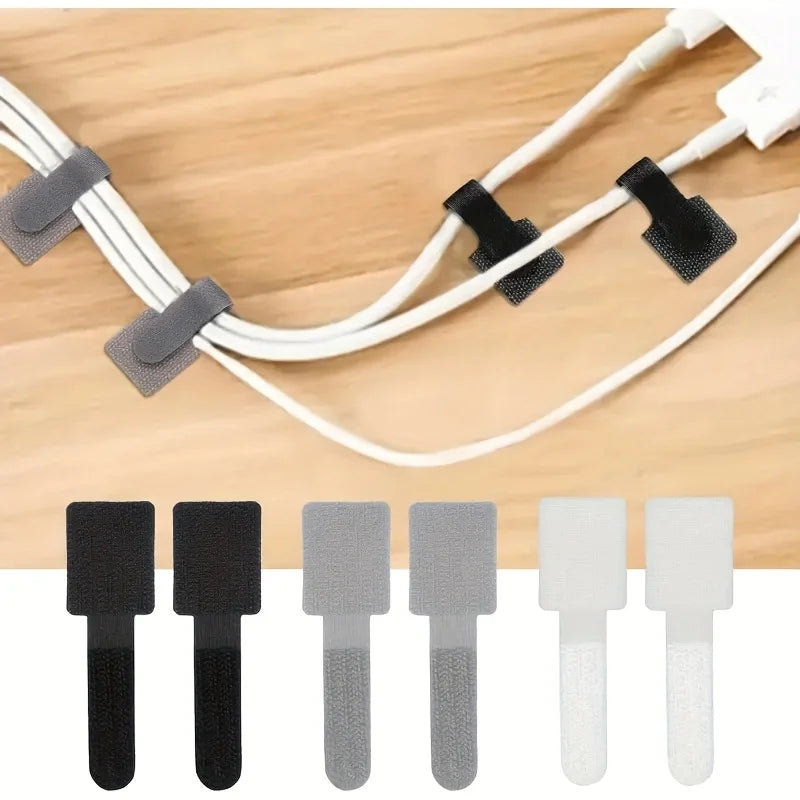 Reusable Self-Adhesive Cable Ties & Desk Cord Organizer