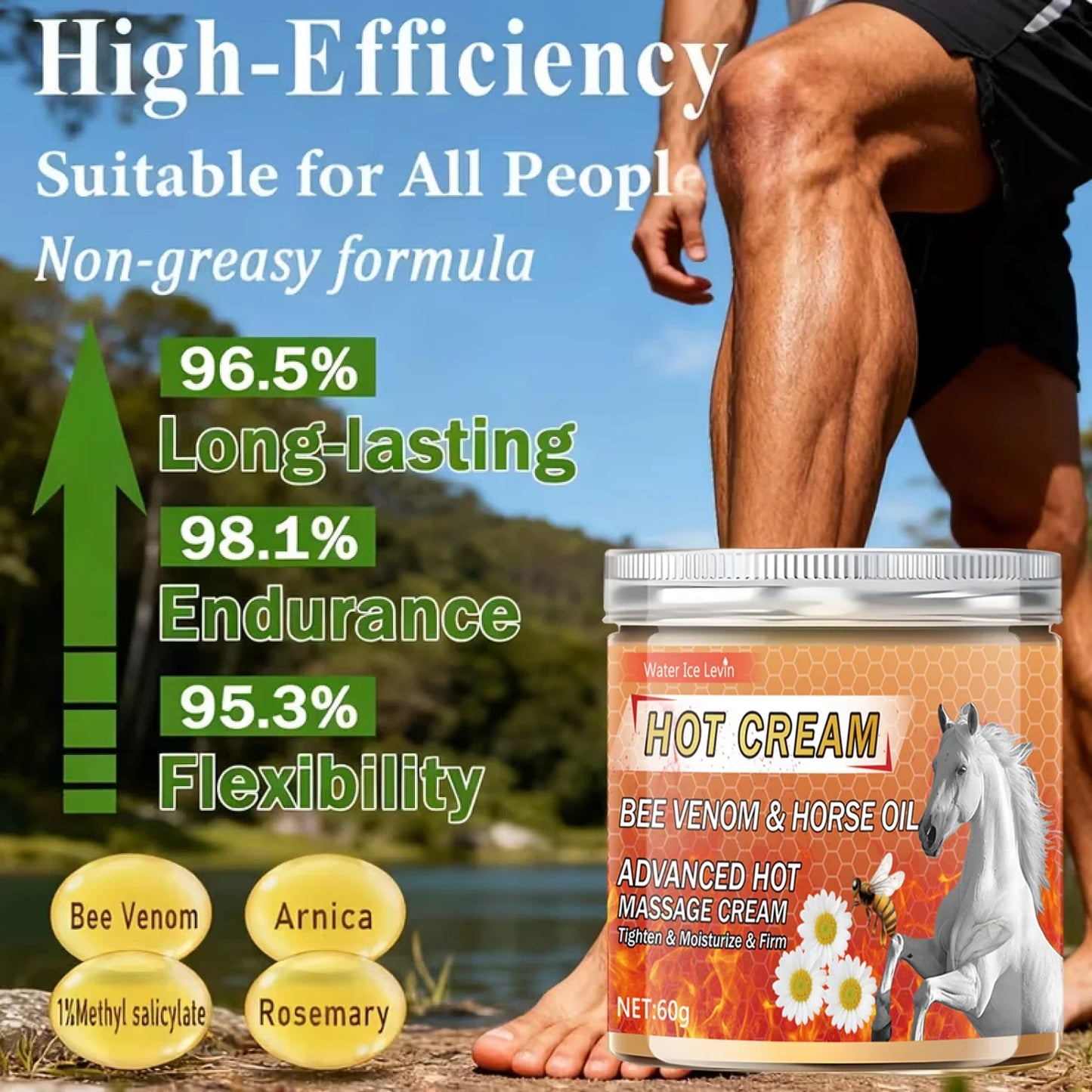 Bee Venom & Horse Oil Hot Cream – Pre-Workout Warming & Firming
