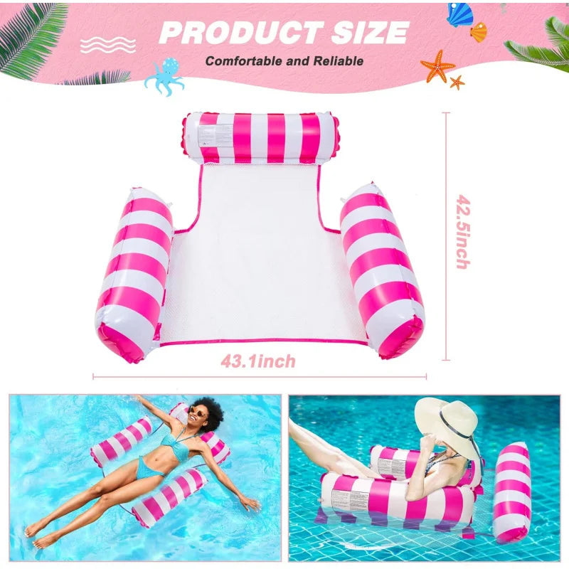 Inflatable Pool Float Mat – Foldable Water Hammock Lounge