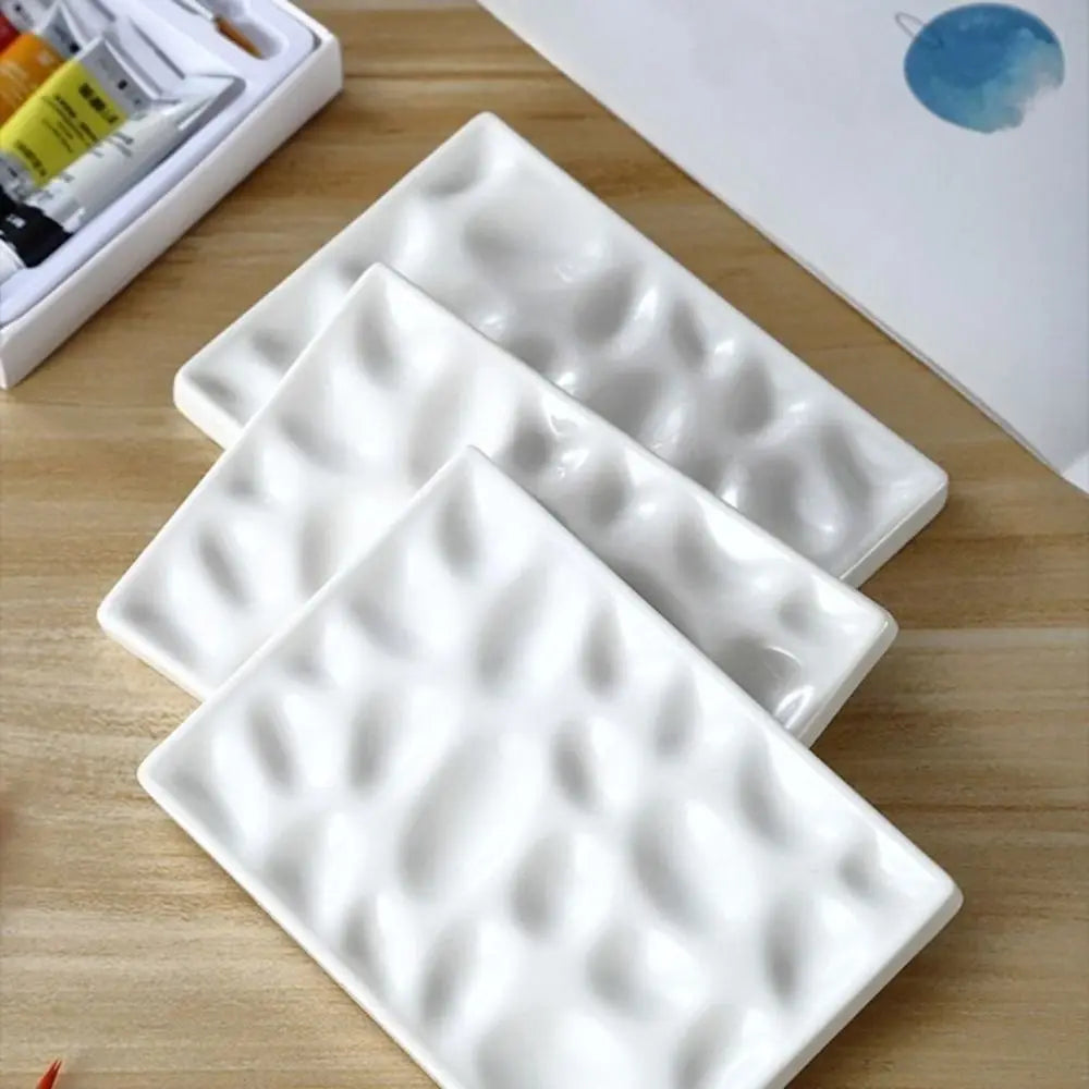Multi Compartment Ceramic Paint Palette Professional Smooth Surface Rectangular Pothole Pigment Tray DIY Easy To Rinse Peaceful Pleasures Health and Wellness
