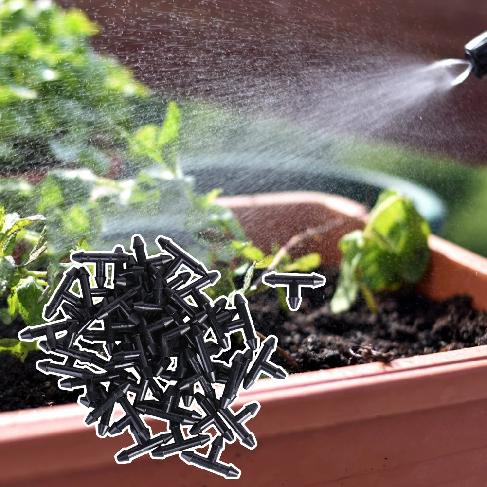 Barbed Tee 3-Way Micro Drip Irrigation Connector for Garden Garden Irrigation Peaceful Pleasures Health and Wellness