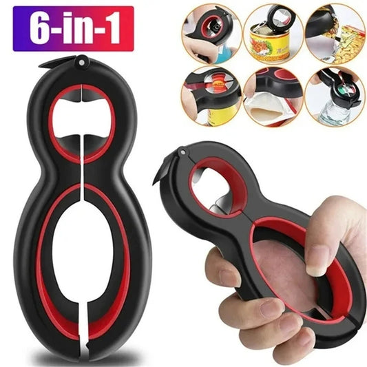 LMETJMA Multifunctional 6 in 1 Can Opener Simple Beer Bottle Opener Jar Gripper Can Beer Lid Twist Off Opener JT05 Peaceful Pleasures Health and Wellness