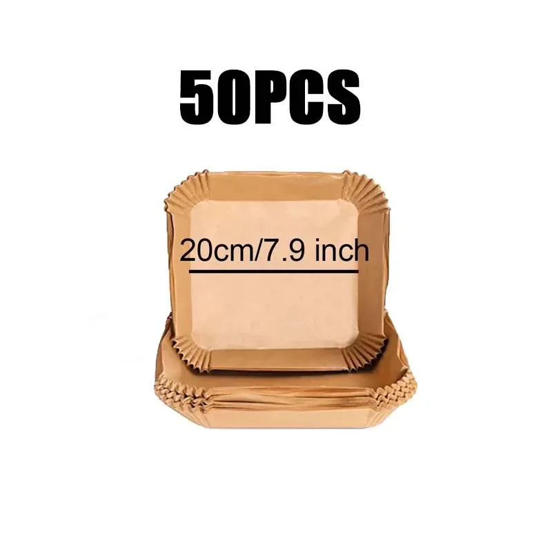 Square Air Fryer Parchment Liners 50/100pcs Non-Stick Disposable