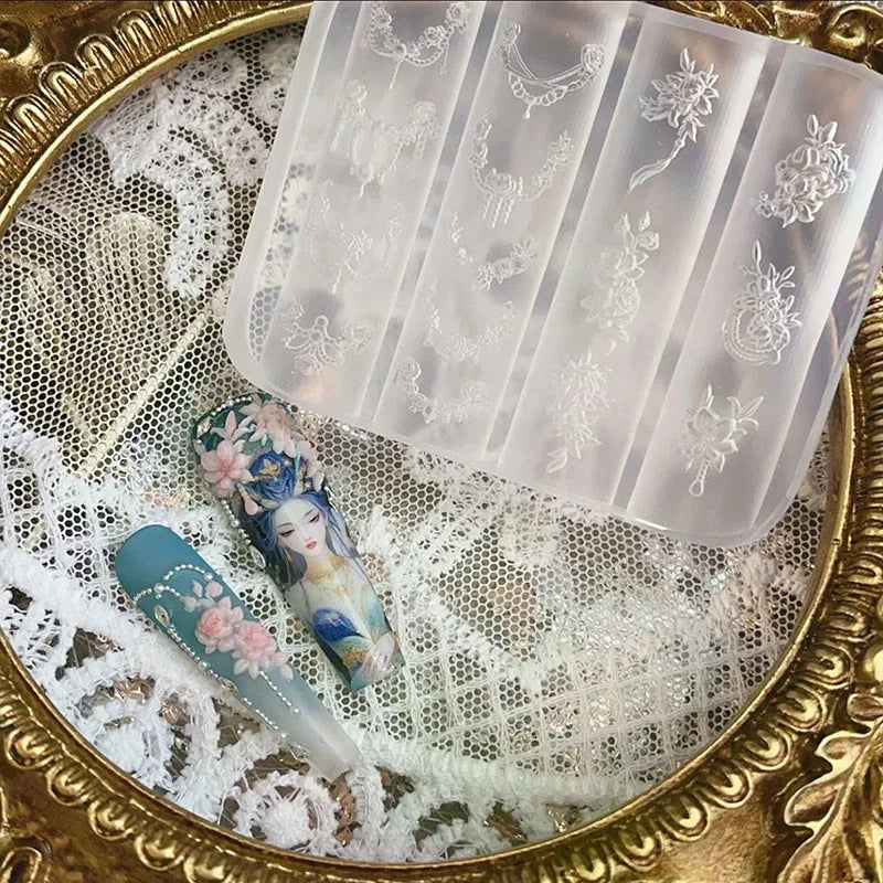 Clear Silicone Nail Flower Chains Carving Bow Mold Nail Decorations Nails DIY Design Stereoscopic Stamping Plate Manicure Tools Peaceful Pleasures Health and Wellness