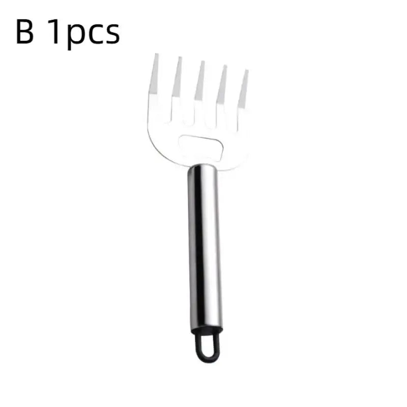 Stainless Steel Meat Shredder Claws & BBQ Fork | Wooden Handle BBQ Meat Shredder Tool Peaceful Pleasures Health and Wellness B