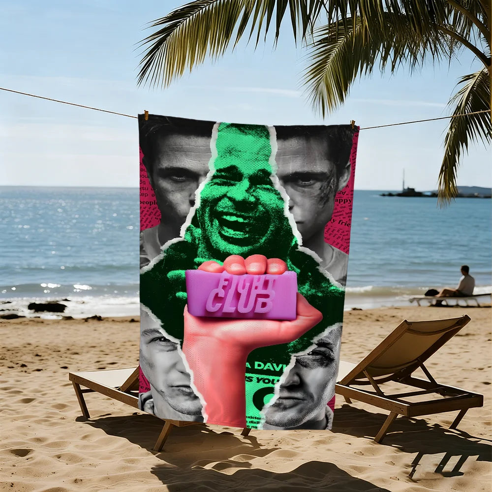 Fight Club Classic Quick-Dry Beach Towel | Gym Travel Pool Graphic Beach Towel Peaceful Pleasures Health and Wellness