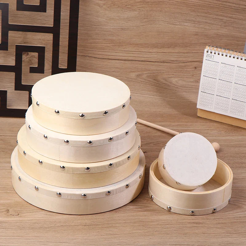 Wood Frame Hand Drum with Drumstick – Kids Percussion Toy