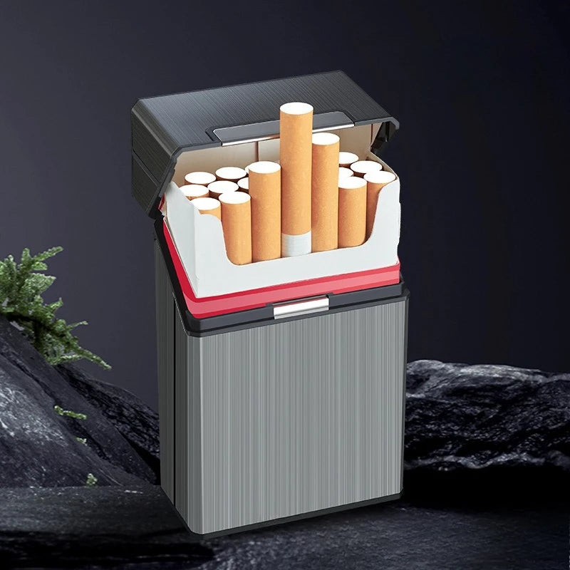 Portable Slim Aluminum Cigarette Case Regular King Size Plastic Cigar Tobacco Holder Box Storage Container Smoking Accessories Peaceful Pleasures Health and Wellness Grey