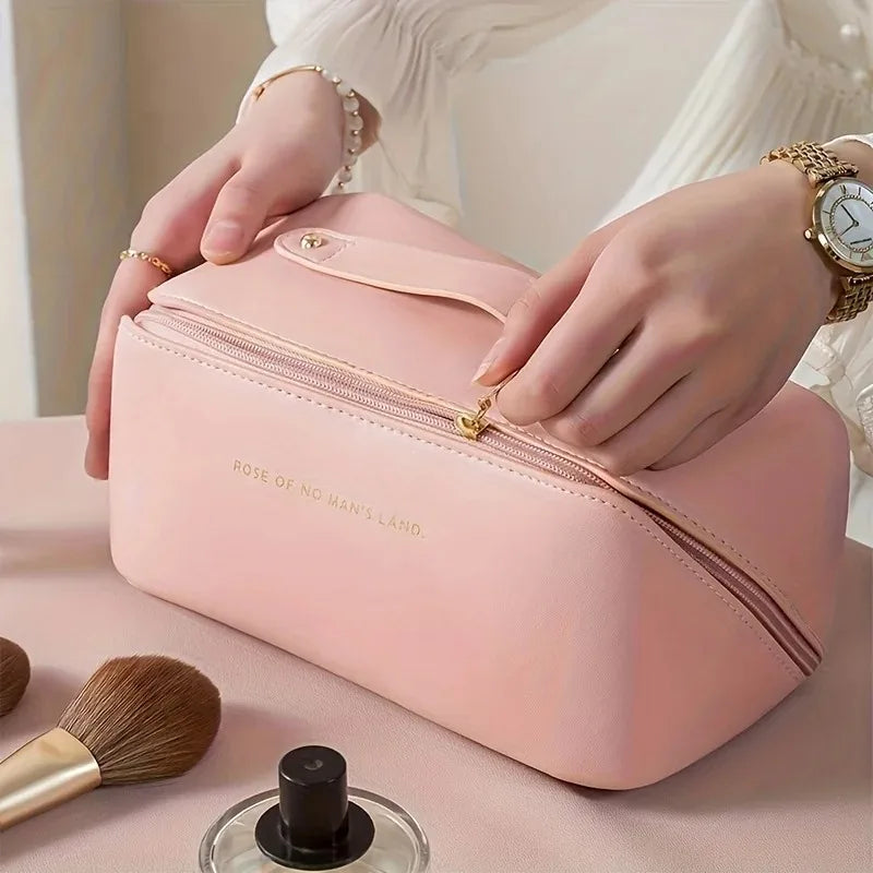Large Travel Makeup Organizer Bag | Zippered Cosmetic Pouch