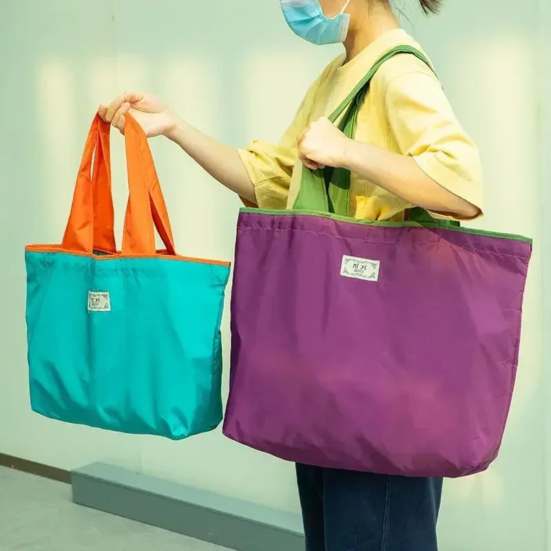 Foldable Reusable Grocery Bag | Oxford Shoulder Tote Reusable Tote Bag Peaceful Pleasures Health and Wellness
