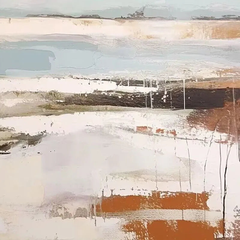 Nordic Abstract Cream Style Handmade Oil Painting Background Hanging Painting Living Room Bedroom Porch Hanging Mural Sofa Room Peaceful Pleasures Health and Wellness