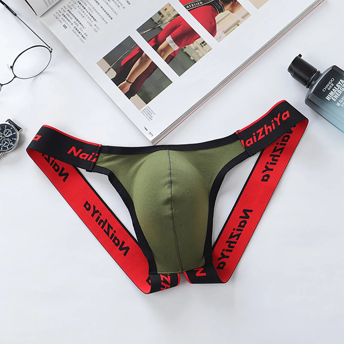 Men Sexy Gay Thongs Polyester Cueca Hombre Jockstrap Men Erotic Open Back Underwear Mens Erotic Low Waist Thong T Shape G String Peaceful Pleasures Health and Wellness Army Green M