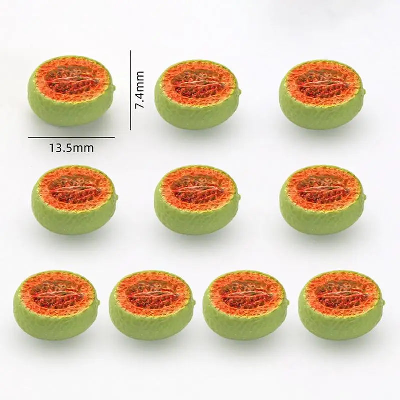 10pcs Resin Mini Fruit Charms – Kiwi, Grapefruit & Papaya DIY