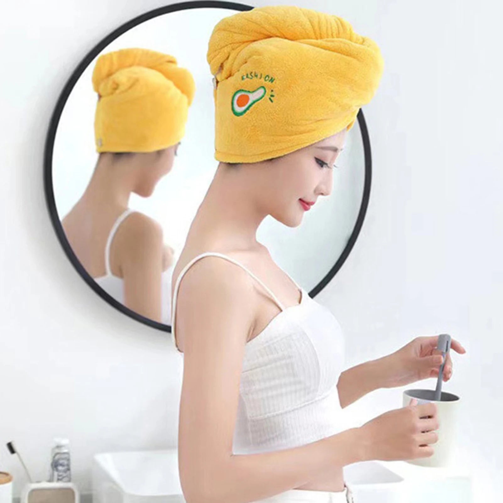 Dry Hair Cap Bath Cap with Water Absorption Fast Dry Hair Towel Being Soft without Falling Hair Super Strong Water Absorption Peaceful Pleasures Health and Wellness