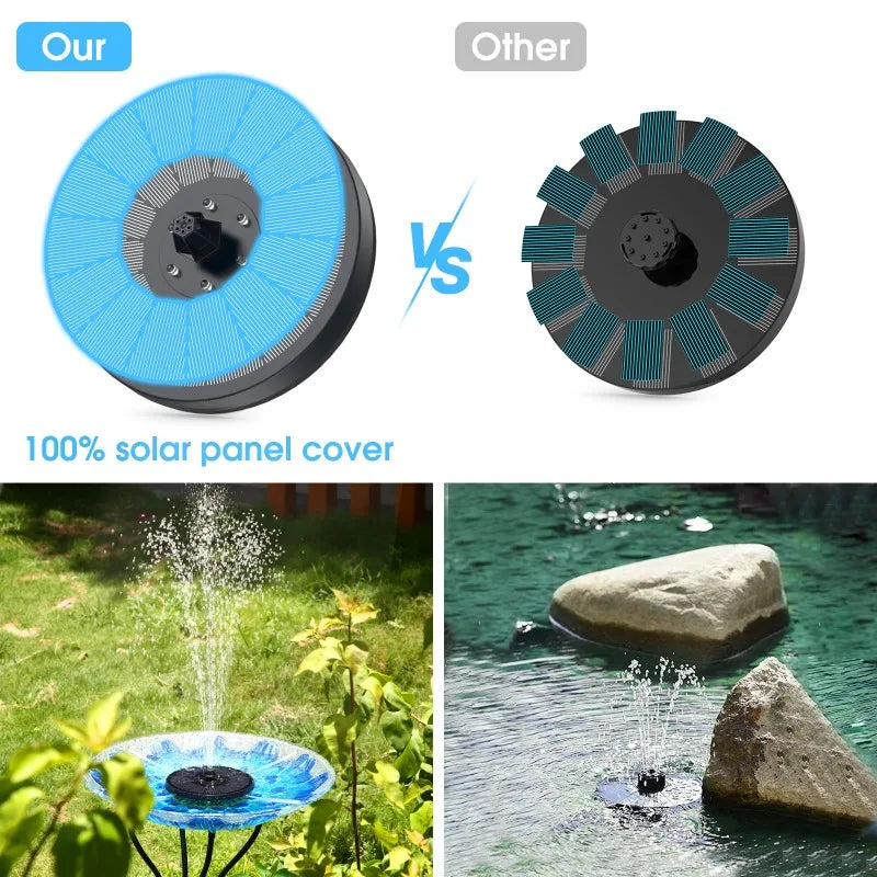 3W Solar Water Fountain – 7 Nozzles & RGB LED Lights