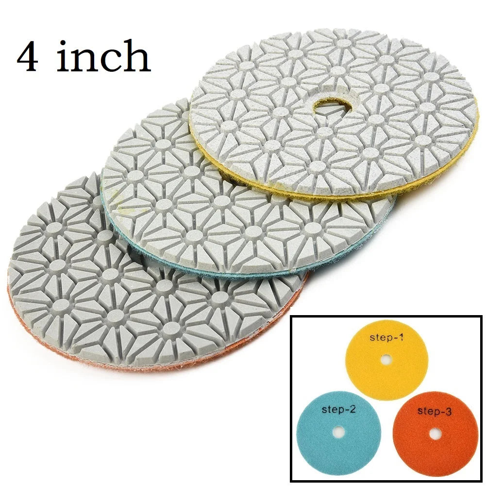 Dry Wet 3 Step Flexible Polishing Pads Granite Tool Pad Sanding Disc