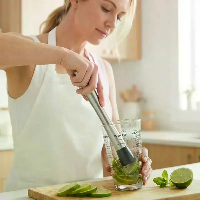 Cocktail Muddler Bar Tool – Stainless Steel Fruit & Ice Crusher Cocktail Muddler Peaceful Pleasures Health and Wellness