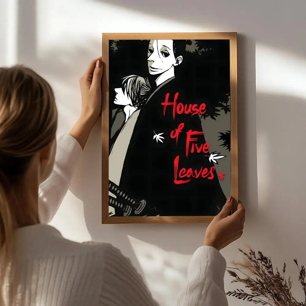 Anime H-House of Five Leaves Poster HD Self Adhesive Waterproof Wall Art Ideal for Home Office Dorm Bedroom Great Gift Peaceful Pleasures Health and Wellness White6 50X70cmNoframe