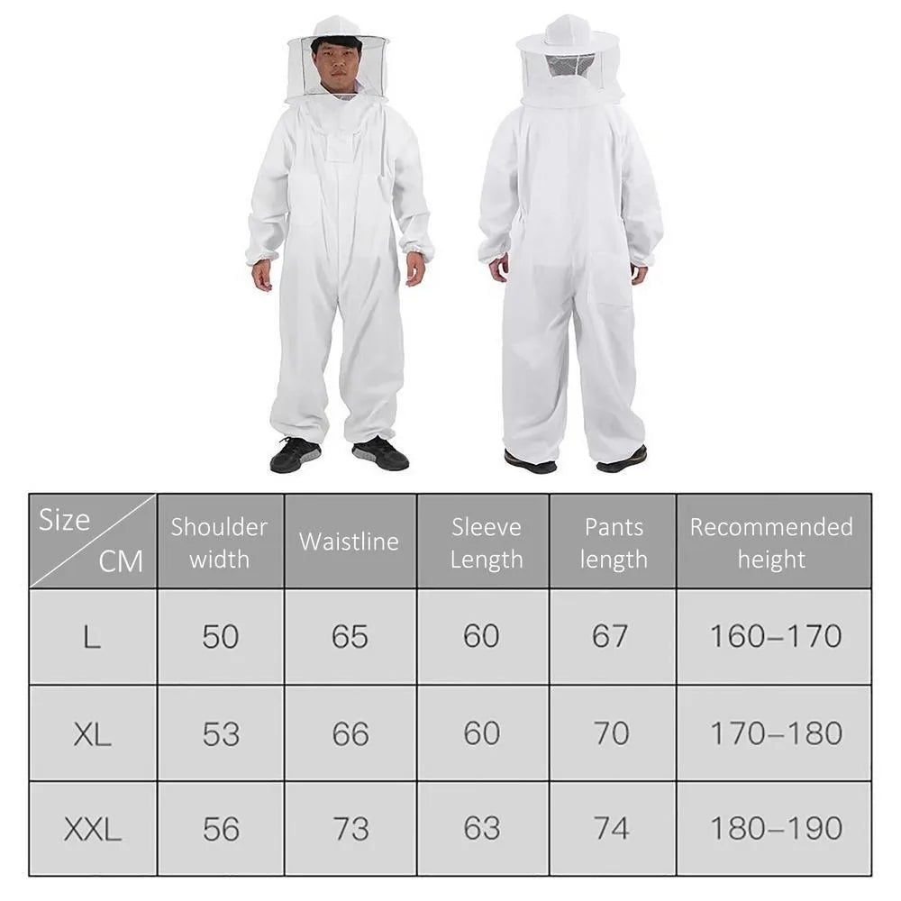 Professional Beekeepers Bee Suit Breathable Anti-Bee Beekeeping Suit Jumpsuit Zipper Elastic Cuff Bee Repellent Clothing Peaceful Pleasures Health and Wellness