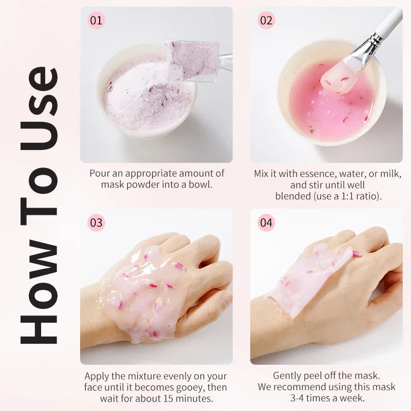 Rose Collagen Hyaluronic Acid Jelly Peel-Off Face Mask Powder