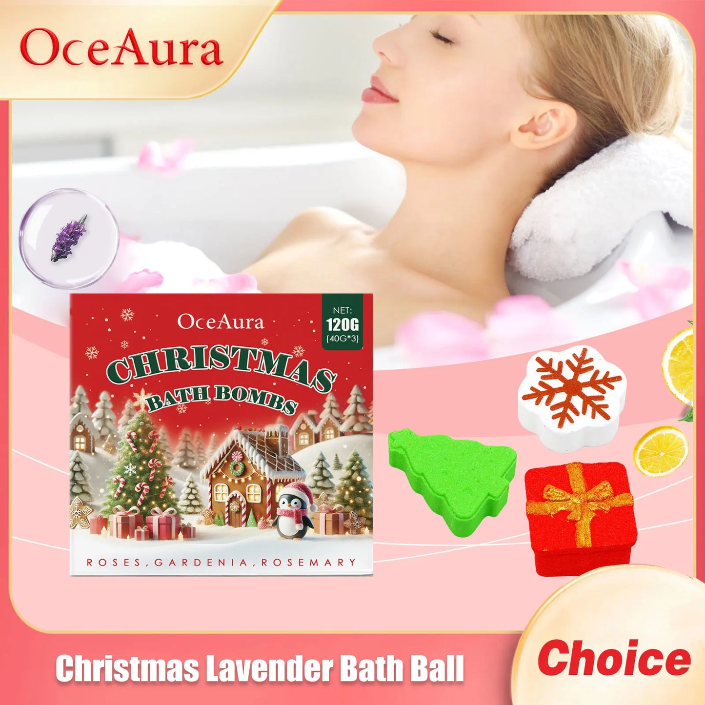 OceAura Lavender Bath Bomb | Fizzing Moisturizing SPA Gift 120g