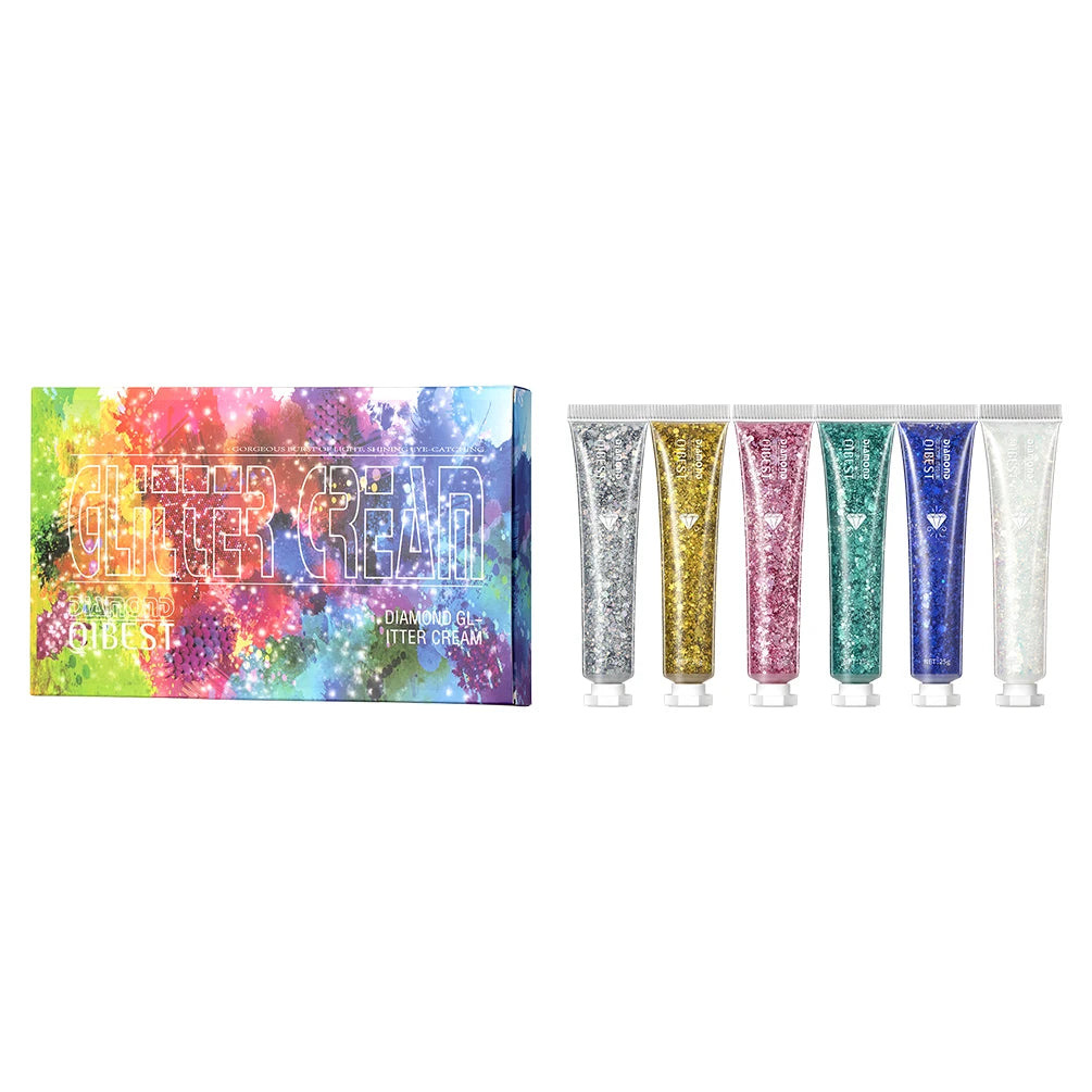QIBEST Eye Glitter Nail Hair Face Body Glitter Gel Art Flash Heart Loose Sequin Cream Festival Glitter Decoration Party Festival Peaceful Pleasures Health and Wellness Glitter Cream Sets