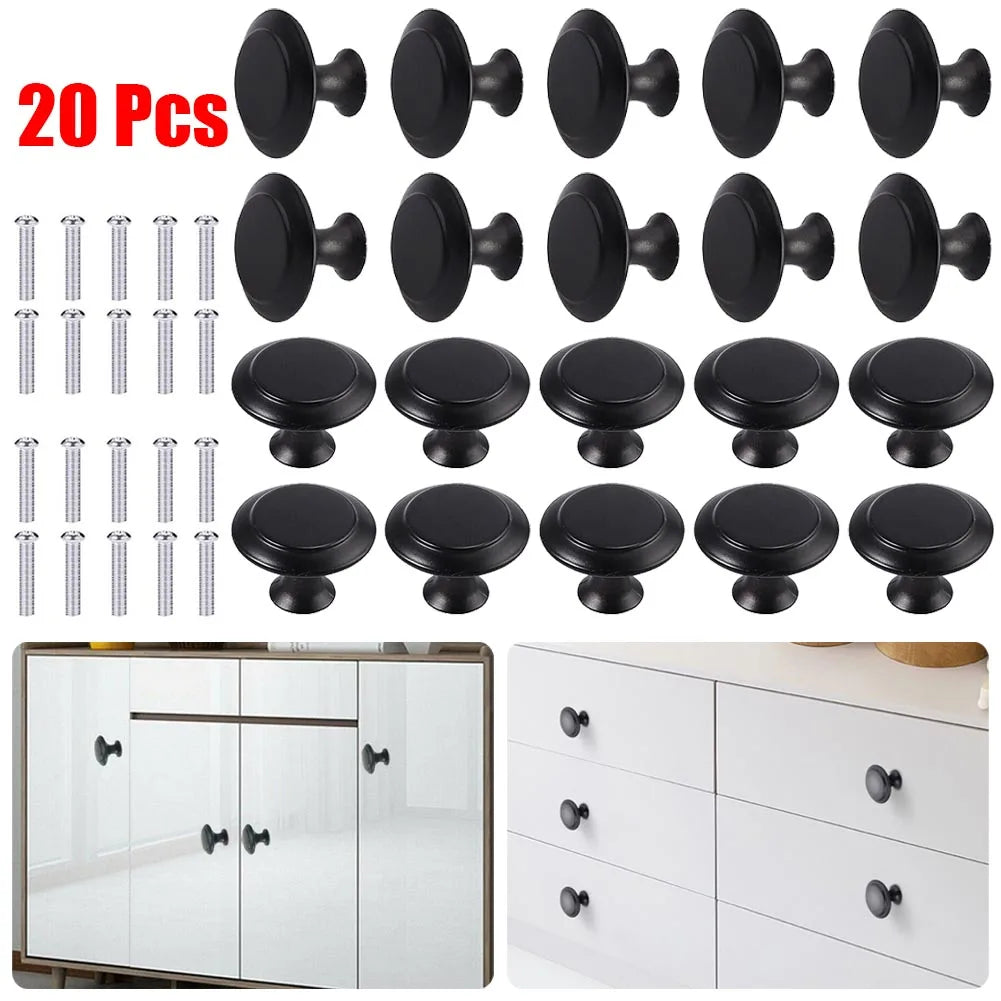 20-Pack Black Metal Cabinet Knobs | Drawer & Door Handles